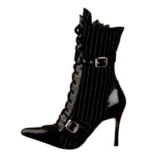 Funtasma pinstripe black buckled calf boot